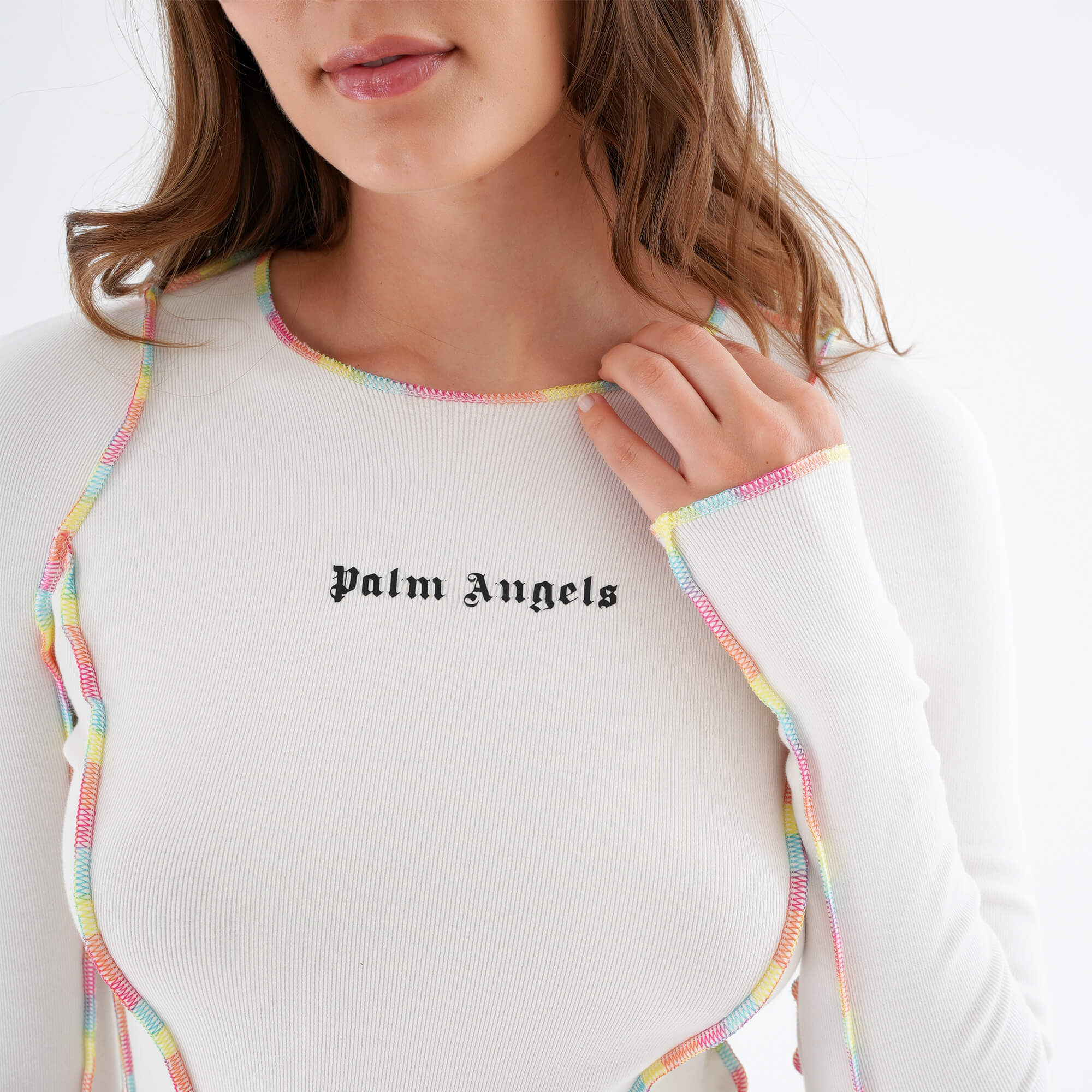 Palm Angels - White College Fitted Long Sleeve Top Blouse